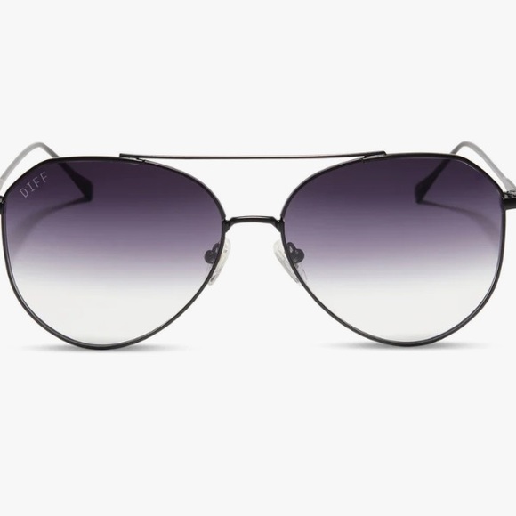 DIFF Jane Matte Black Gray Gradient Sharp Aviator Sunglasses NIB. - Picture 2 of 11